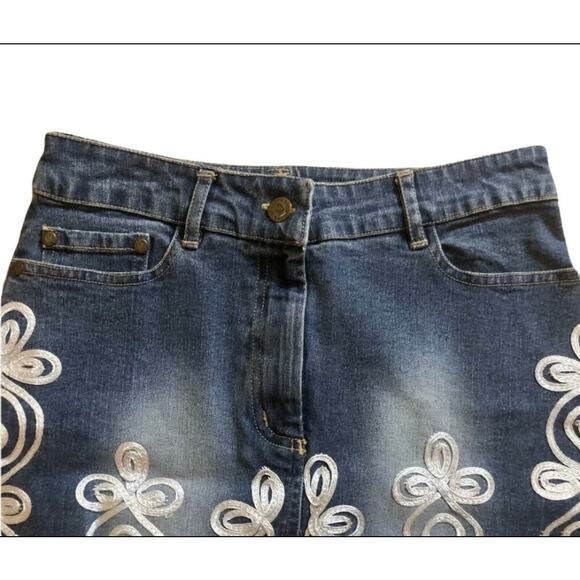Vintage Betsey Johnson Embroidered Denim Jean Mini Skirt Size 2 New - Picture 5 of 7